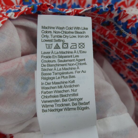 J Crew Women Small Red White Blue Floral Flower Stretch Skirt Lined USA American - Picture 8 of 10